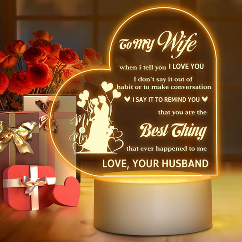 To My Wife I Love you Night Light from Husband